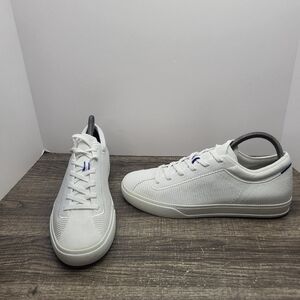 Rothy's The Lace Up Sneakers Women's Size 10 White Blue Knit Shoes